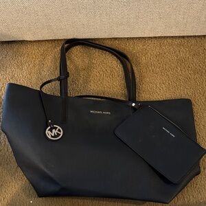 Michael Kors Navy Saffiano Leather Tote with Wristlet